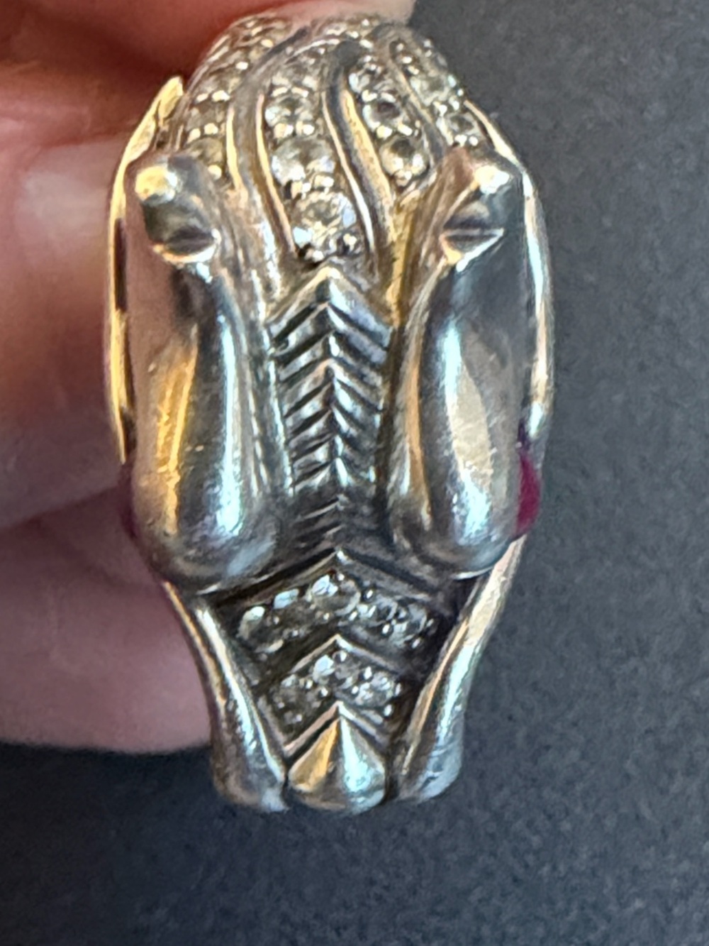 John Hardy ‘Year of the Dragon’ Sterling Silver Dragon Ring w/ ruby & sapphires - Picture 8 of 15